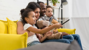 Family watching movies